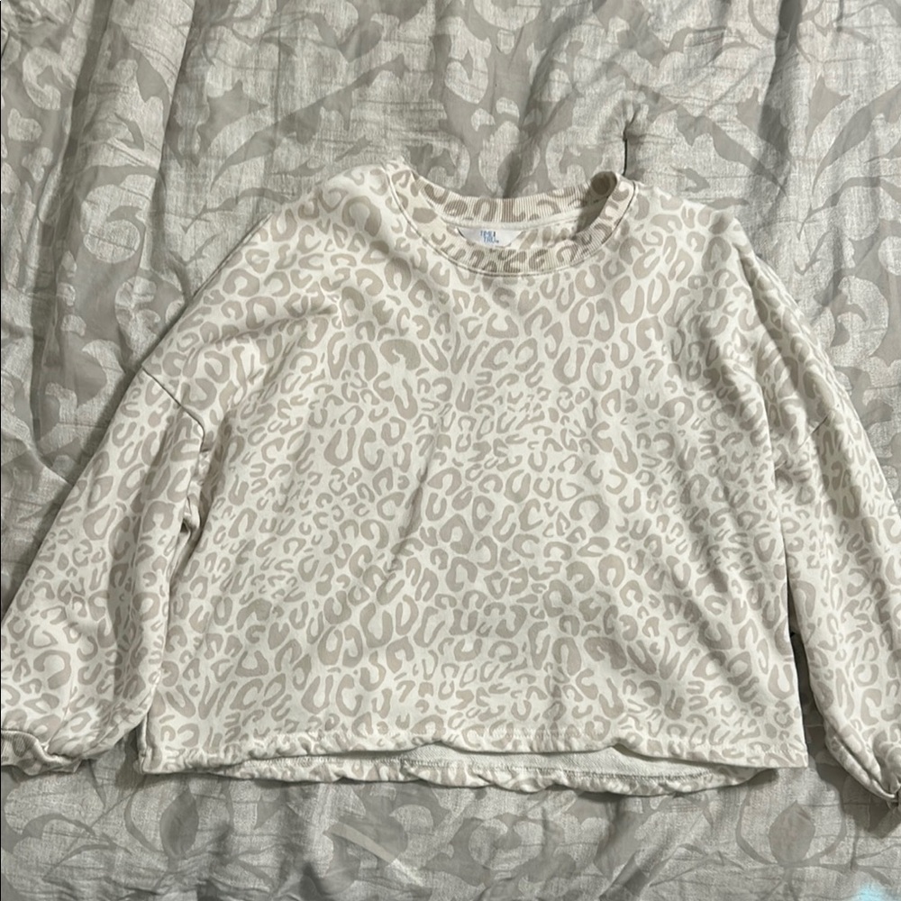 Women's Cream Leopard Print Sweater